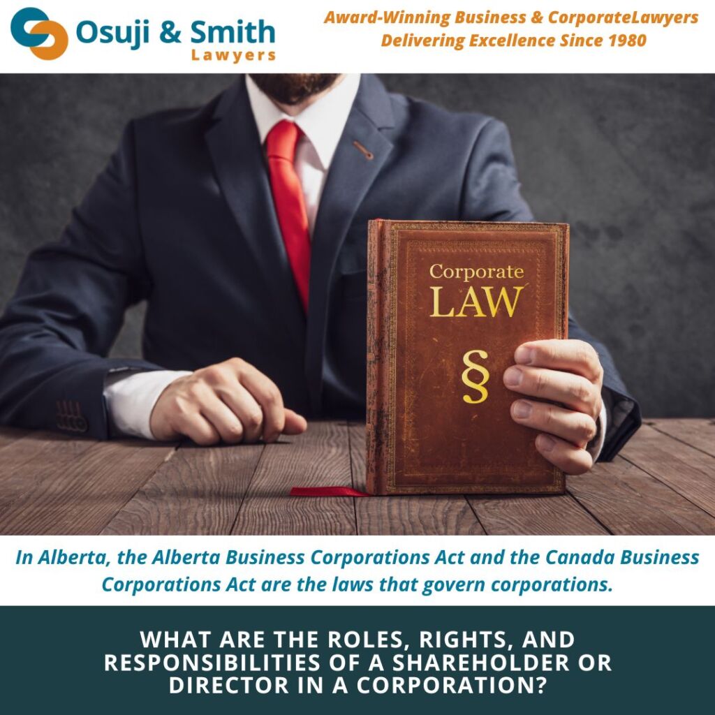 What are the roles, rights, and responsibilities of a shareholder or director in a corporation in Alberta