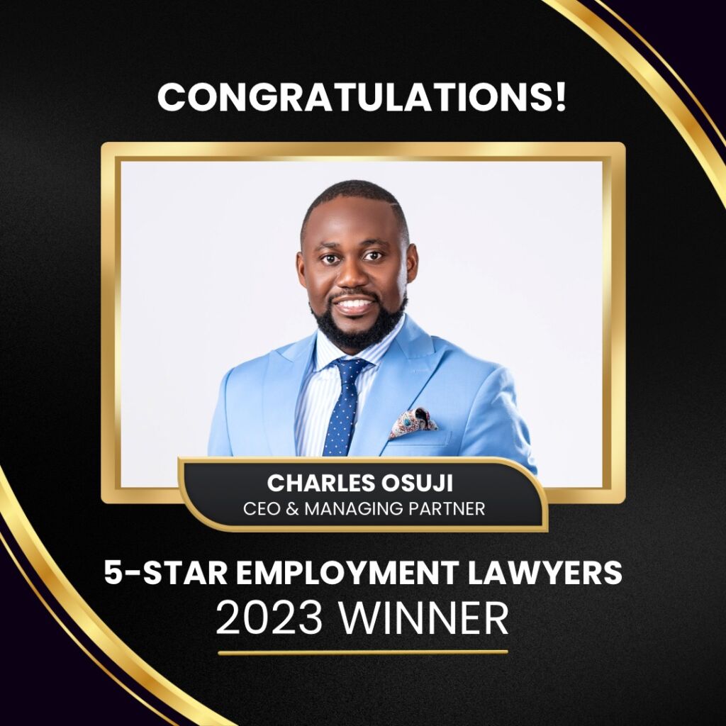 Charles Osuji - 5-Star Employment Lawyers awards in Calgary Alberta Canada