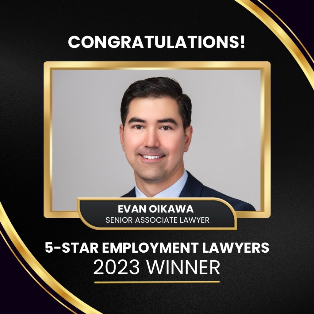 Evan Oikawa - 5-Star Employment Lawyers awards in Calgary Alberta Canada
