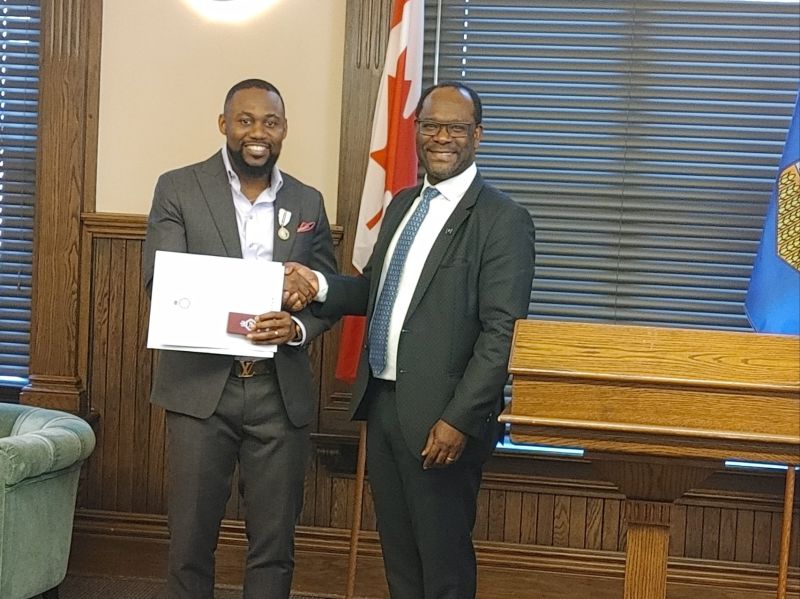 Calgary Lawyer Charles Osuji with the Queen Elizabeth II’s Platinum Jubilee Medal for his contributions to the Province of Alberta