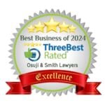 Best Business of Excellence 2024 - ThreeBest Rated Calgary Osuji Smith Lawyers