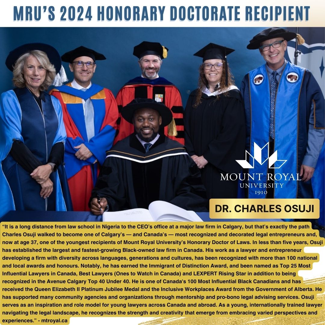 Dr. Charles Osuji - MRU’s 2024 honorary doctorate at law recipient