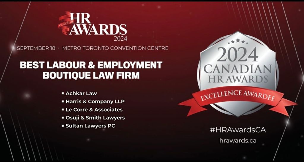 Best Labour and Employment Law Firm 2024 at the Canadian HR Awards