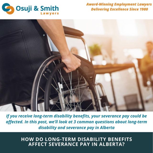 How do long-term disability benefits affect severance pay in Alb