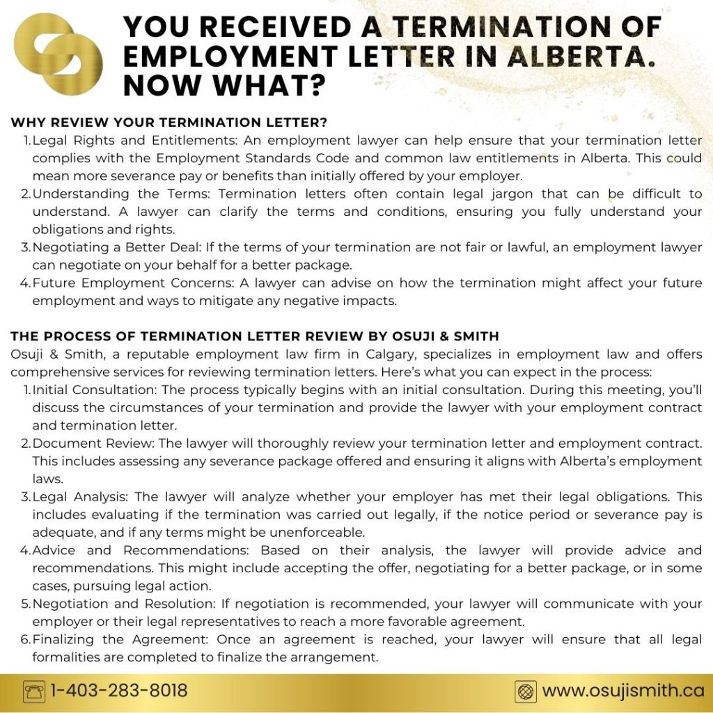 You received a termination of employment letter in Alberta. Now what